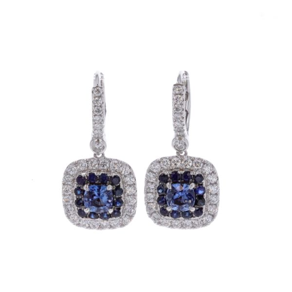 18KT White Gold Blue Sapphire and 1.14ctw Diamond Drop Earrings Harmony Jewellers Grimsby, ON