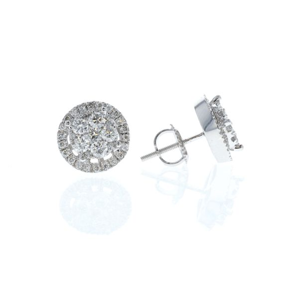 14KT White Gold 1.00ctw Diamond Illusion Stud Earrings Harmony Jewellers Grimsby, ON