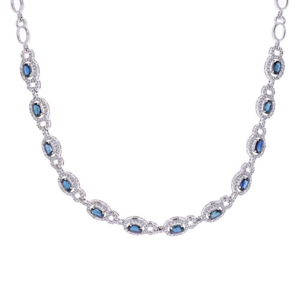 18KT White Gold Diamond Sapphire Necklace Harmony Jewellers Grimsby, ON