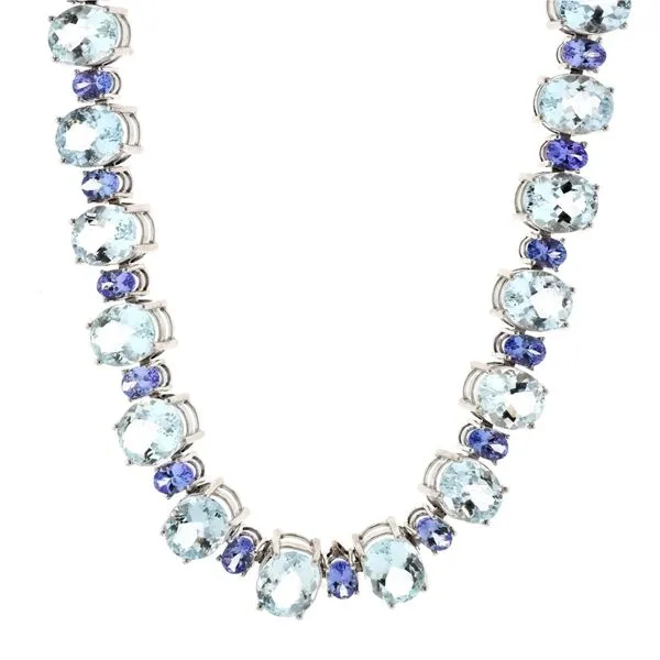 14KT White Gold Aquamarine and Tanzanite Necklace Harmony Jewellers Grimsby, ON