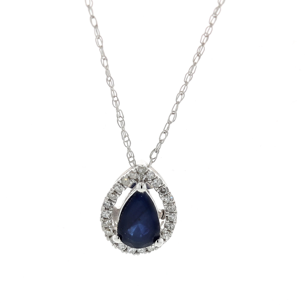 14KT White Gold Sapphire and Diamond 18