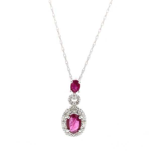 14KT White Gold Ruby and Diamond 18