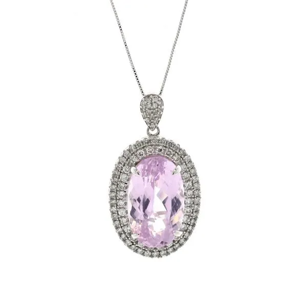 14KT White Gold Natural Kunzite and 0.49ctw Diamond 18