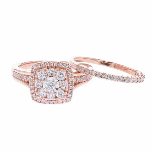 10KT Rose Gold 0.72ctw Round Cut Diamond Engagement Ring and Matching Band Image 2 Harmony Jewellers Grimsby, ON