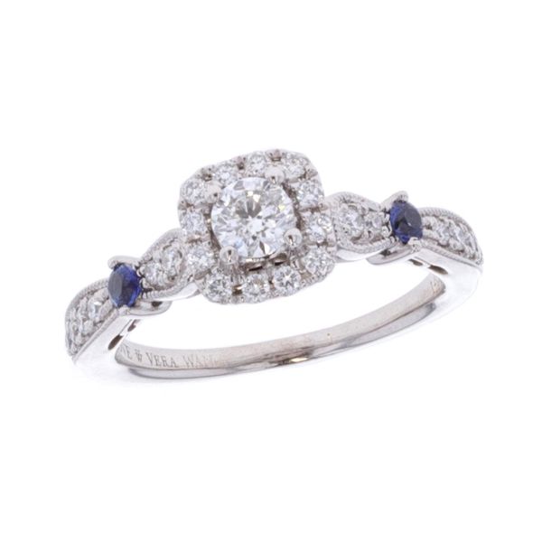 14KT White Gold Natural Blue Sapphire and 0.69ctw Round Cut Diamond Engagement Ring Harmony Jewellers Grimsby, ON