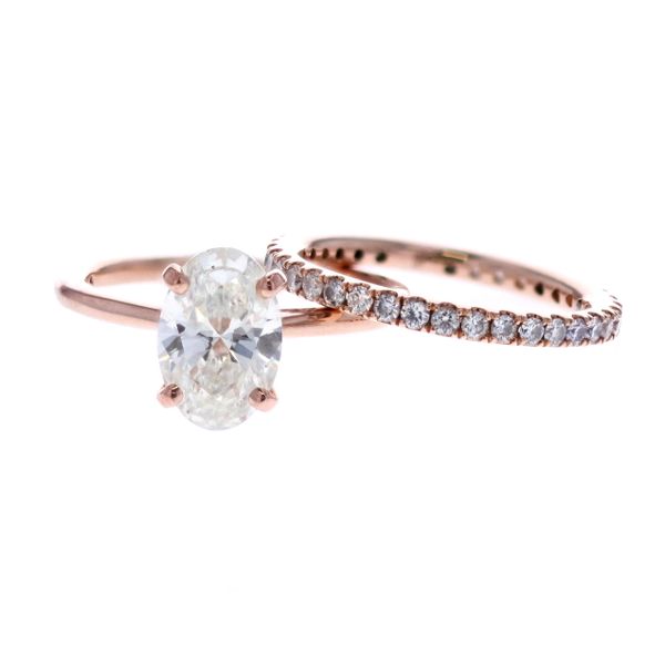 18KT Rose Gold 2.17ctw Oval Cut Diamond Engagement Ring and Matching Band Image 2 Harmony Jewellers Grimsby, ON
