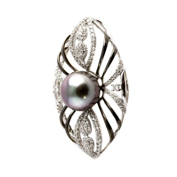 18KT White Gold Tahitian Pearl and Diamond Necklace Final Sale Harmony Jewellers Grimsby, ON