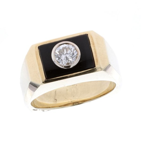 14KT Yellow and White Gold Black Onyx and Diamond Estate Ring Harmony Jewellers Grimsby, ON