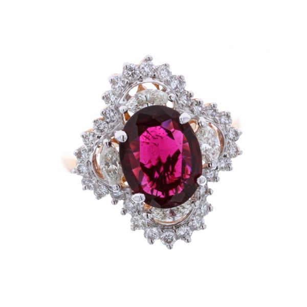 14KT Yellow Gold Rubellite and Diamond Ring Harmony Jewellers Grimsby, ON