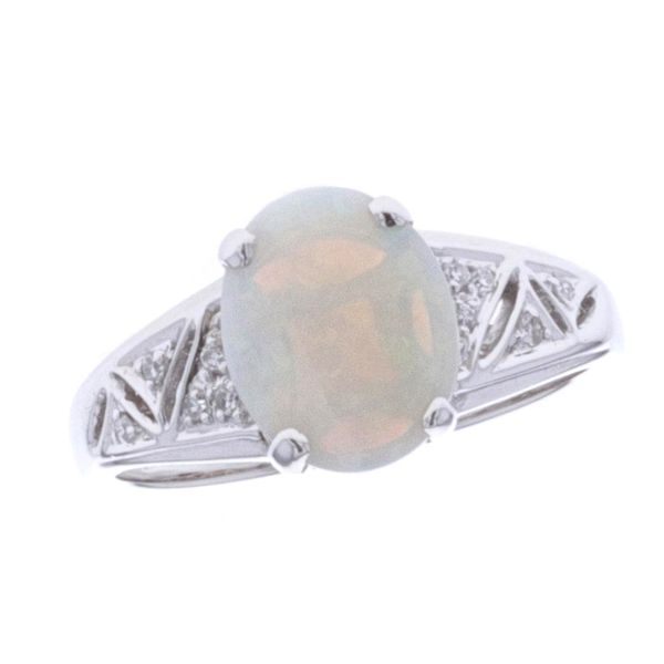 18KT White Gold Opal and 0.05ctw Diamond Ring Harmony Jewellers Grimsby, ON