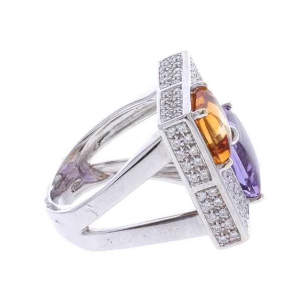 18KT White Gold Diamond Amethyst and Citrine Ring Image 2 Harmony Jewellers Grimsby, ON