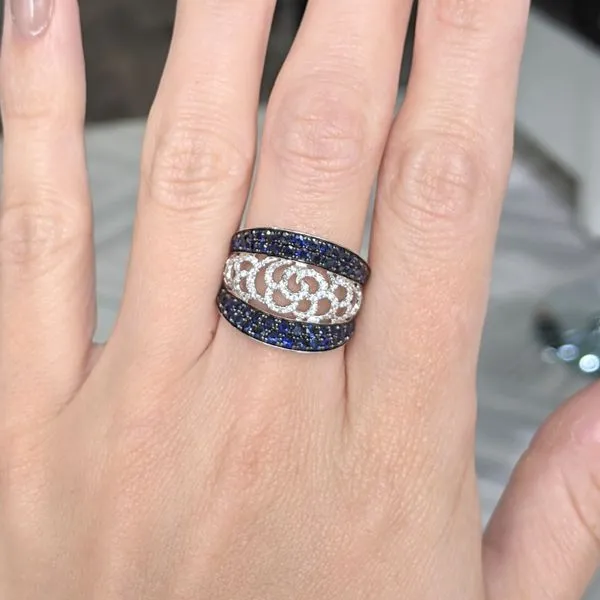 18KT White Gold 0.33ctw Diamond and Sapphire Ring Image 2 Harmony Jewellers Grimsby, ON