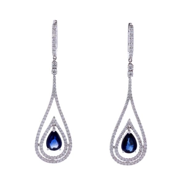 18KT White Gold Blue Sapphire and 1.49ctw Diamond Earrings Harmony Jewellers Grimsby, ON