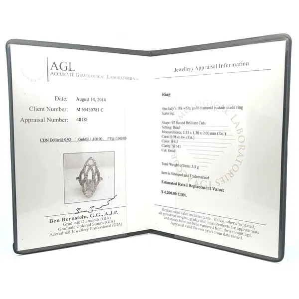 18KT White Gold 0.98ctw Diamond Custom Made Ring Image 3 Harmony Jewellers Grimsby, ON