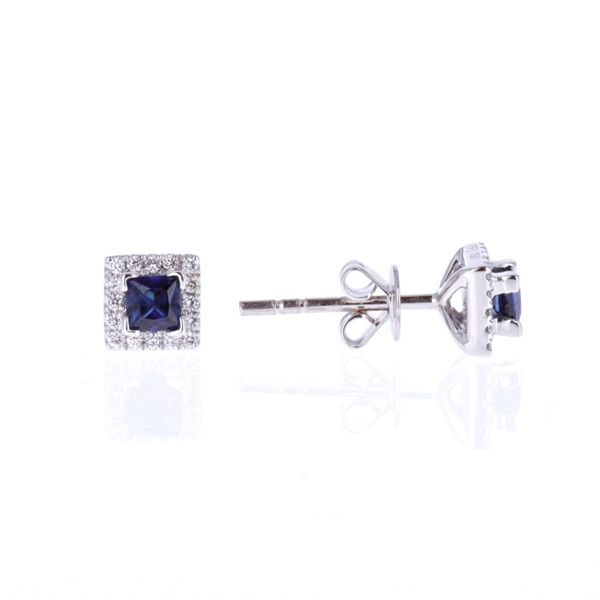18KT White Gold Sapphire and Diamond Earrings Harmony Jewellers Grimsby, ON