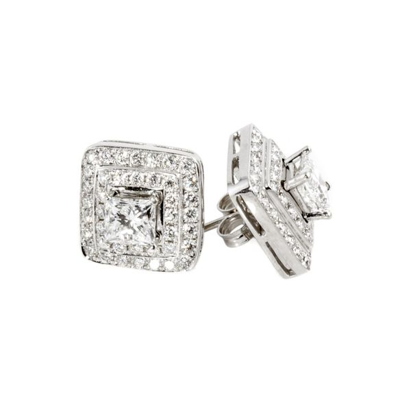 14K White Gold 3.09ctw Princess Cut Diamond Stud with Enhancers Harmony Jewellers Grimsby, ON