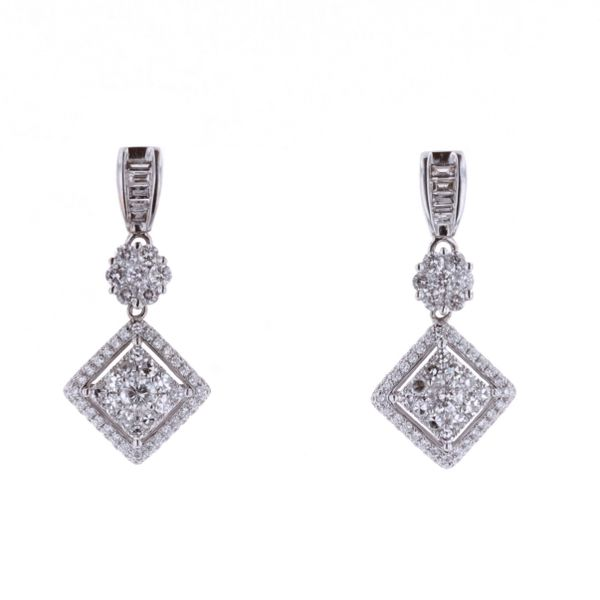 14KT White Gold Dangle 3.01ctw Diamond Earrings Harmony Jewellers Grimsby, ON