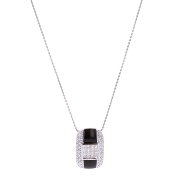 18KT White Gold Diamond and Onyx Pendant Harmony Jewellers Grimsby, ON