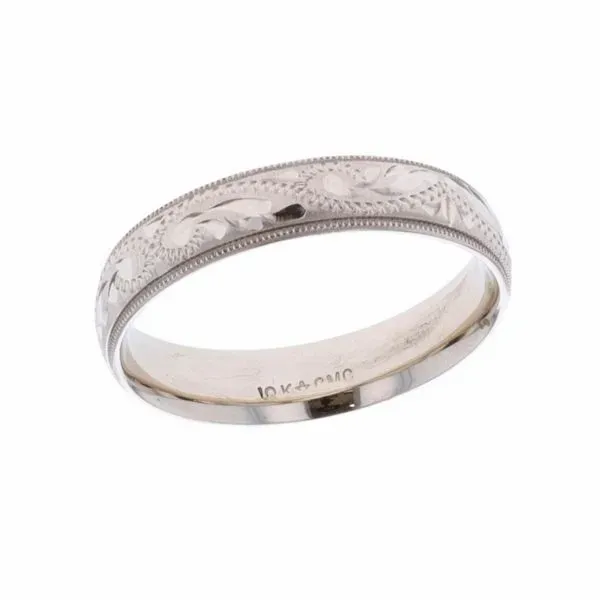 10KT White Gold Engraved Wedding Band Harmony Jewellers Grimsby, ON