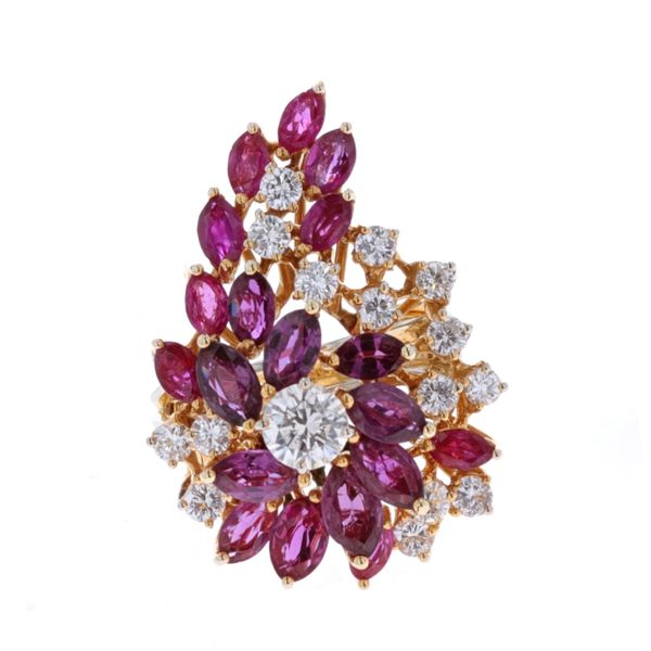14KT Yellow Gold Ruby and 2.00ctw Diamond Cluster Ring Harmony Jewellers Grimsby, ON