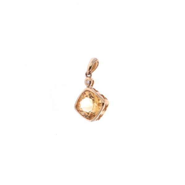 14KT Yellow Gold Citrine and Diamond  Pendant Final Sale Harmony Jewellers Grimsby, ON