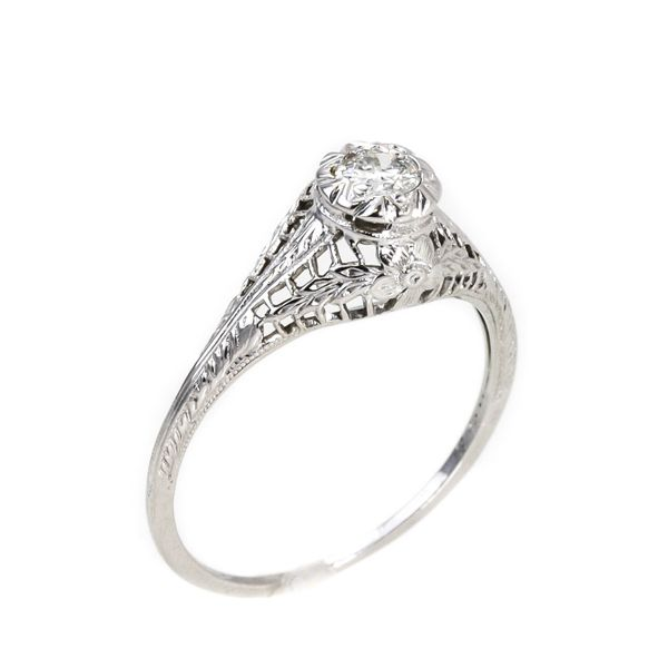 18KT White Gold Antique Custom Made 0.14ctw Diamond Solitaire Ring Final Sale Harmony Jewellers Grimsby, ON