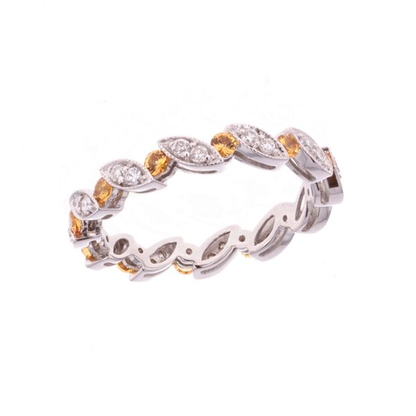 14KT White Gold Citrine and 0.34ctw Diamond Estate Eternity Band Final Sale Harmony Jewellers Grimsby, ON