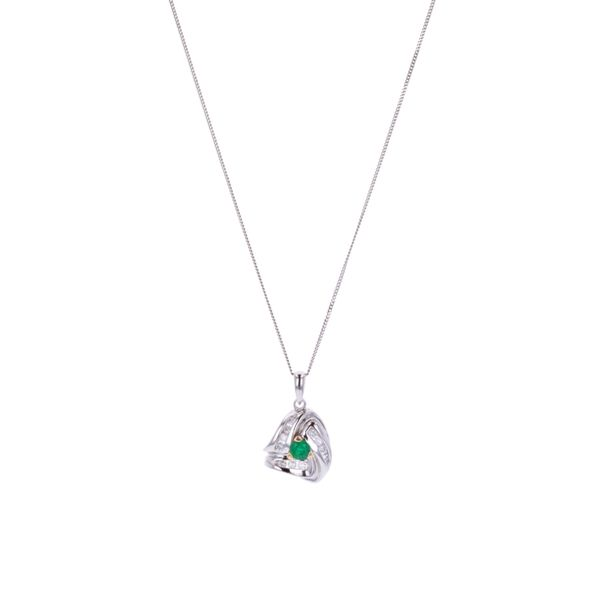 14KT White Gold Emerald and Diamond Necklace Harmony Jewellers Grimsby, ON
