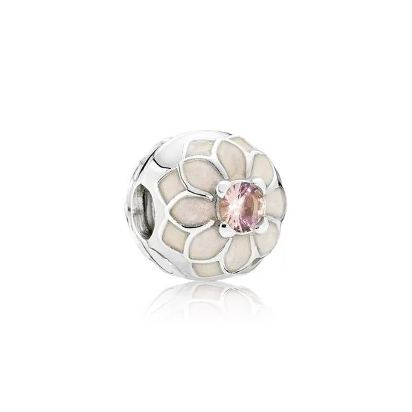 Clip Blooming Dahlia with Cream Enamel and Blush Pink Crystal Harmony Jewellers Grimsby, ON