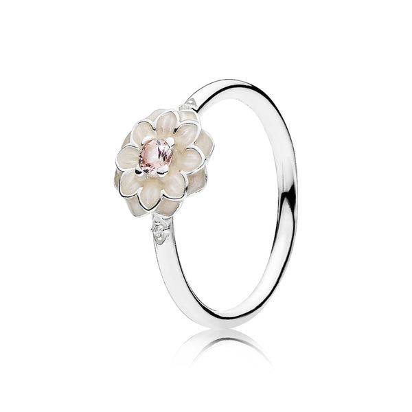 Ring Blooming Dahlia with Cream Enamel and Clear CZ Harmony Jewellers Grimsby, ON