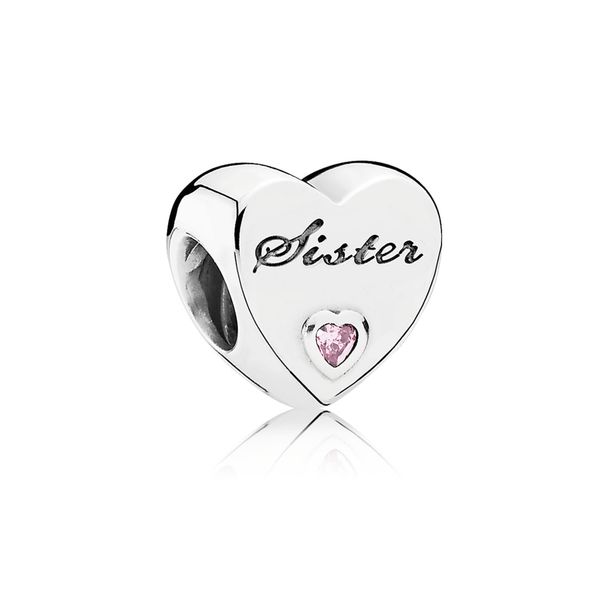 Charm Sister's Love with Heart Shaped Pink CZ Harmony Jewellers Grimsby, ON
