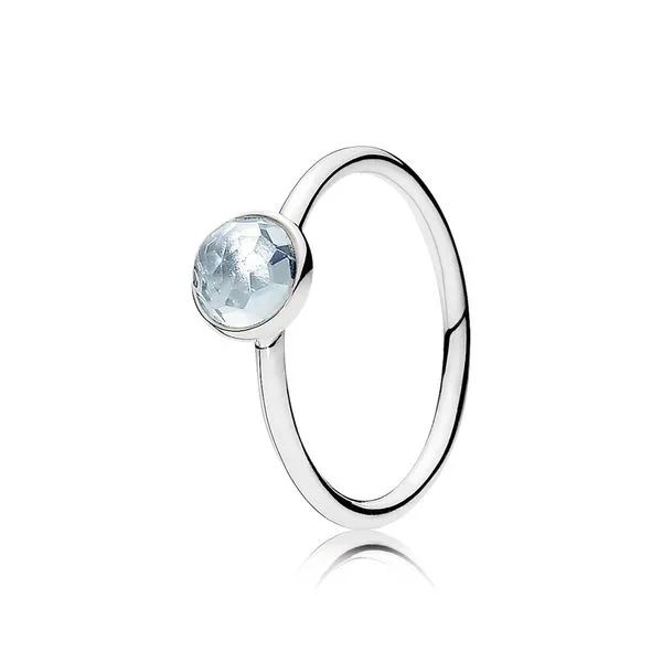 Ring March Droplet with Flower Dome-Cut Birthstone Aqua Blue Crystal Harmony Jewellers Grimsby, ON