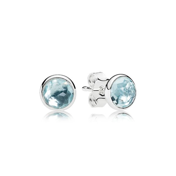 Earring Studs March Droplets with Aqua Blue Crystal Harmony Jewellers Grimsby, ON