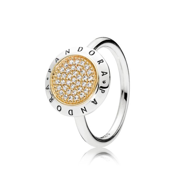 PANDORA logo ring in SS with 14k gold and clear CZ Harmony Jewellers Grimsby, ON