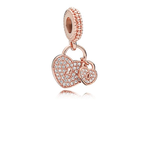 Heart padlock dangle in Rose with clear CZ Harmony Jewellers Grimsby, ON