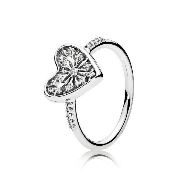 Ice crystal heart ring in sterling silver with 18 bead-set clear CZ Harmony Jewellers Grimsby, ON