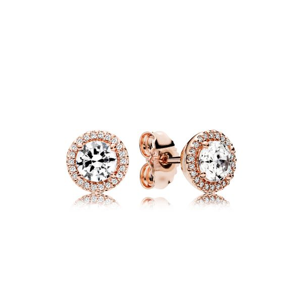 Pandora Rose stud earrings with clear cubic zirconia Harmony Jewellers Grimsby, ON