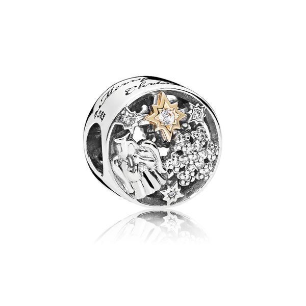 Angel, snowflake and star charm in sterling silver with clear CZ in 14k gold star details Harmony Jewellers Grimsby, ON