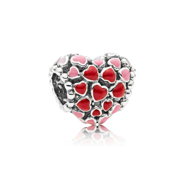 Heart silver charm with red and pink enamel Harmony Jewellers Grimsby, ON