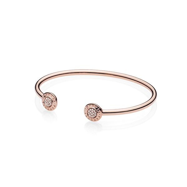 Open logo bangle in Rose with 28 pave-set clear CZ Harmony Jewellers Grimsby, ON