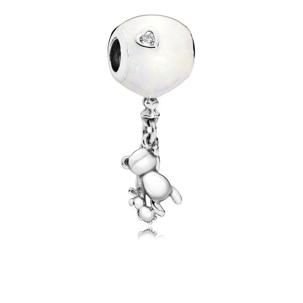 Balloon, teddy and rabbit silver charm with silver enamel and clear CZ Harmony Jewellers Grimsby, ON