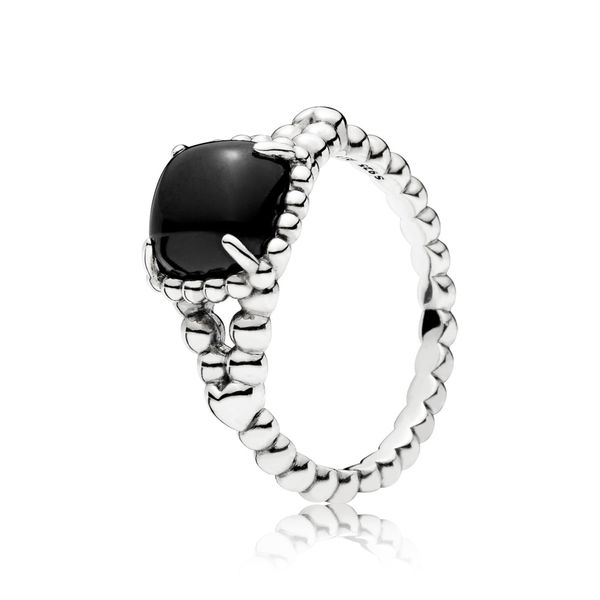 Vibrant Spirit Black Crystal Ring in sterling silver with 1 prong-set cushion cabochon-cut black crystal Harmony Jewellers Grimsby, ON
