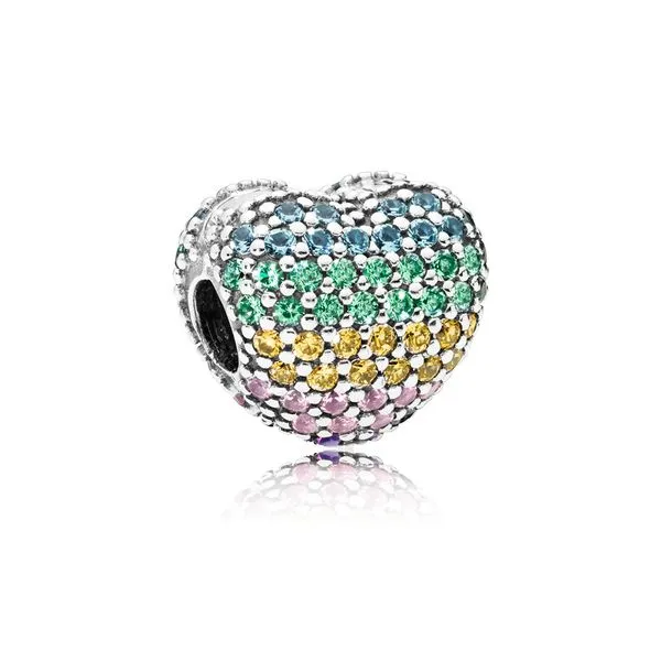 Pave Open My Heart Multi-Colored Crystals CZ Heart clip in sterling silver Harmony Jewellers Grimsby, ON