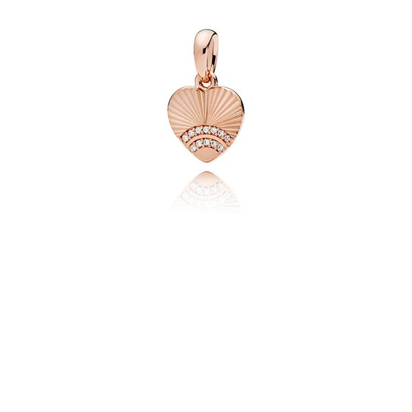 Fan of Love Clear CZ Heart pendant in Rose with 12 bead-set clear CZ Harmony Jewellers Grimsby, ON