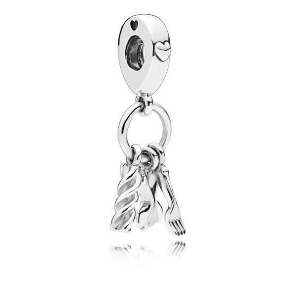 Pasta dangle in sterling silver with farfalle, fusilli and fork detail Harmony Jewellers Grimsby, ON