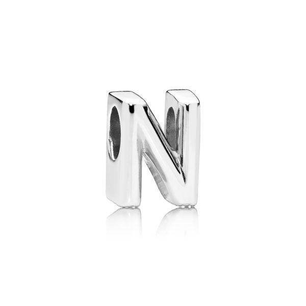 Letter N charm in sterling silver with heart pattern Harmony Jewellers Grimsby, ON