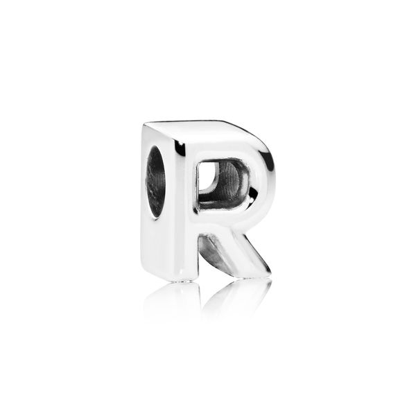 Letter R charm in sterling silver with heart pattern Harmony Jewellers Grimsby, ON