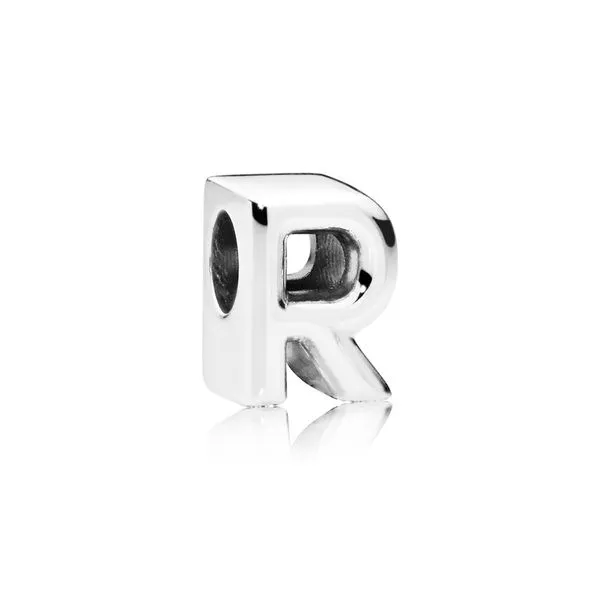 Letter R charm in sterling silver with heart pattern Harmony Jewellers Grimsby, ON