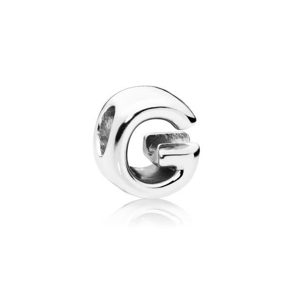 Letter G charm in sterling silver with heart pattern Harmony Jewellers Grimsby, ON