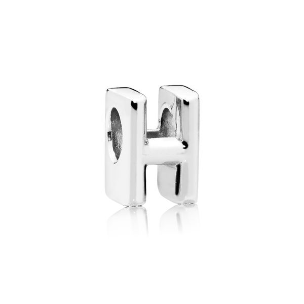Letter H charm in sterling silver with heart pattern Harmony Jewellers Grimsby, ON